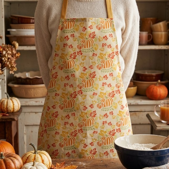 Tablier Motif sans couture de citrouille d'automne et de f (Créateur téléchargé)