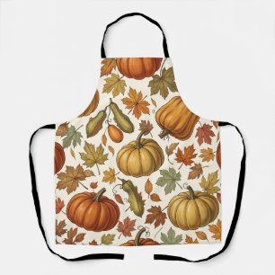 Tablier Motif sans couture de citrouille et de feuille d'a