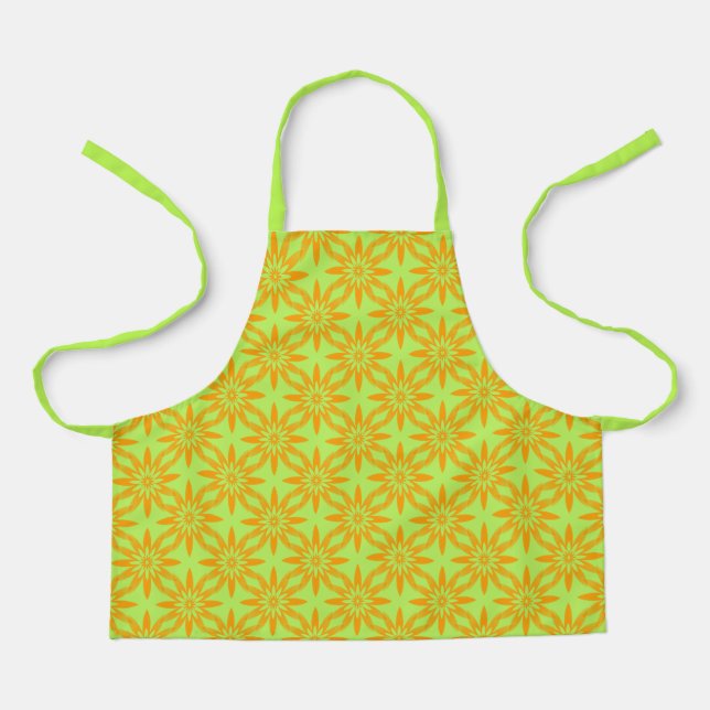 Tablier Motif sans couture de fleurs vertes orange (Recto)