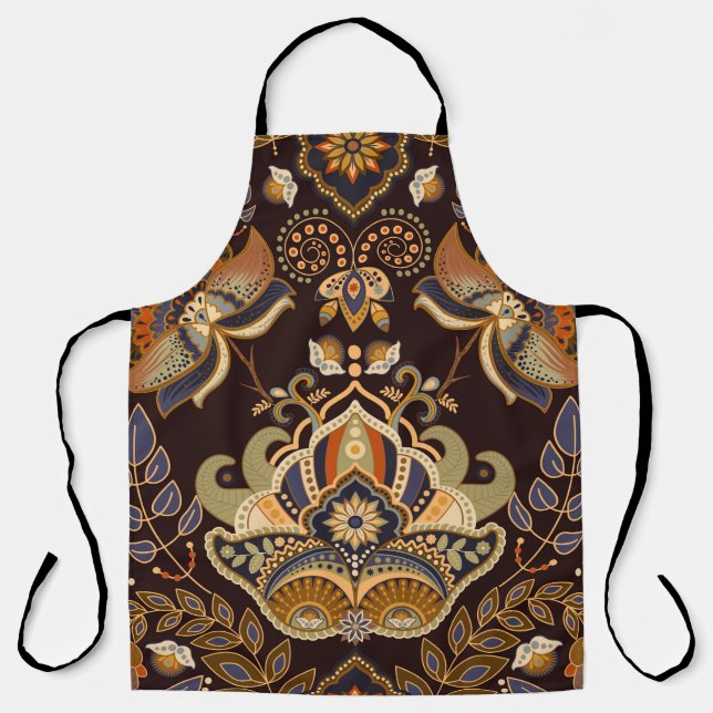 Tablier Motif sans couture de Paisley. Arrière-plan sombre (Recto)