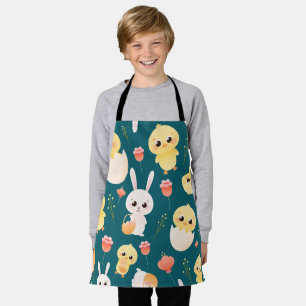 Tablier Motif sans couture de poussins et de lapins de Pâq