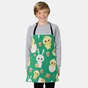 Tablier Motif sans couture de poussins et de lapins de Pâq