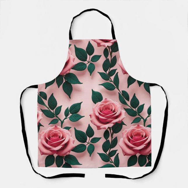 Tablier Motif sans couture de roses rouges vives (Recto)