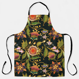 Tablier motif sans couture décorative. Fleurs boucles feui