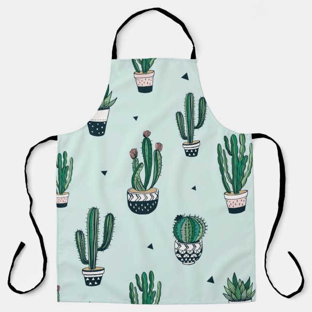 Tablier Motif sans couture dessiné à la main avec cactus e (Recto)