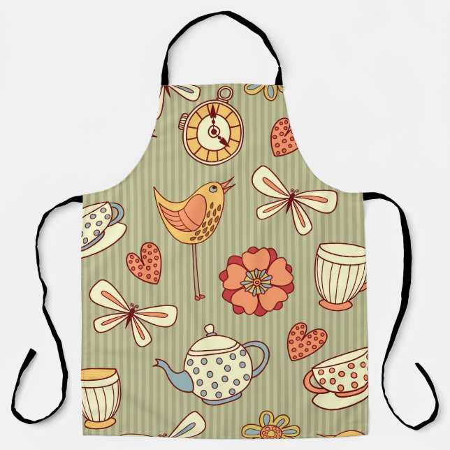 Tablier Motif sans couture "fête du thé d'été" (Recto)