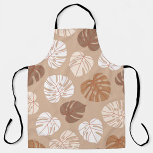 Tablier Motif sans couture feuille monstère beige. han bra