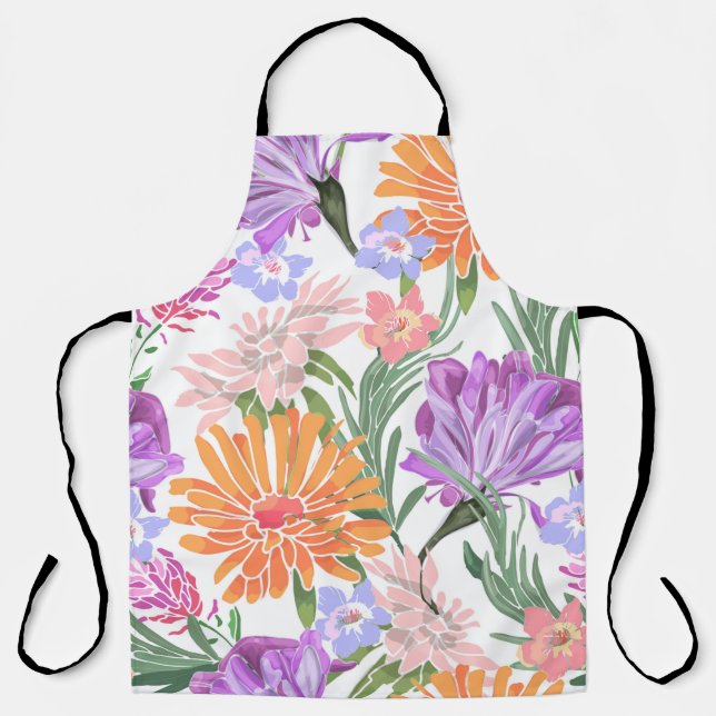 Tablier Motif sans couture florale d'art. Gloire du matin, (Recto)