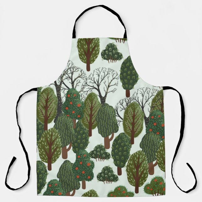 Tablier Motif sans couture, forêt verte avec différents ar (Recto)