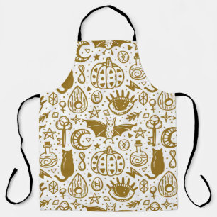 Tablier Motif sans couture Halloween. Huile d'encre dorée