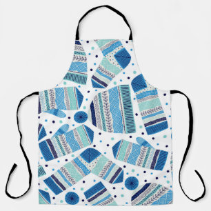 Tablier Motif sans couture. Moufles, casquettes et laine s
