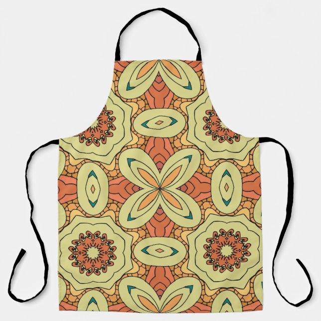 Tablier Motif sans couture orange ethnique avec mandala. i (Recto)