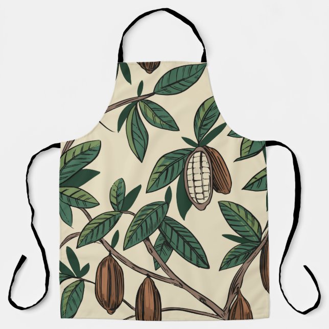 Tablier Motif sans couture plante de cacao. Haricots de ca (Recto)