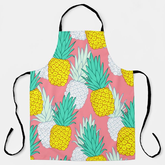 Tablier Motif sans couture tropicale aux ananas exotiques. (Recto)