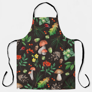 Tablier Motif sans joint avec champignons, noix, feuilles,