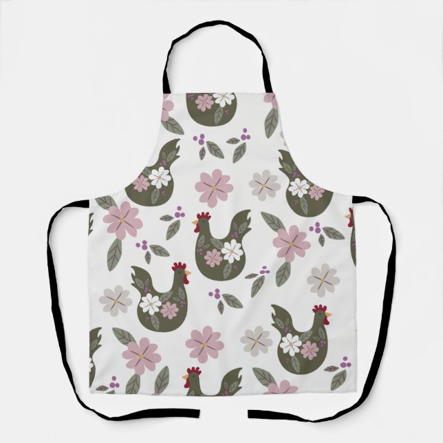 Tablier Motif sans soudure de Pâques avec poulet. (Recto)