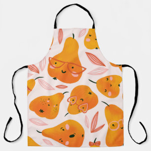 Tablier Motif sans soudure d'été avec poires orange. Fu