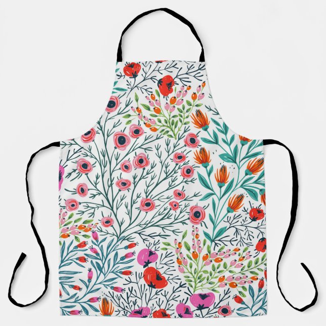 Tablier  motif sans soudure fleurie avec fleurs d'été, (Recto)
