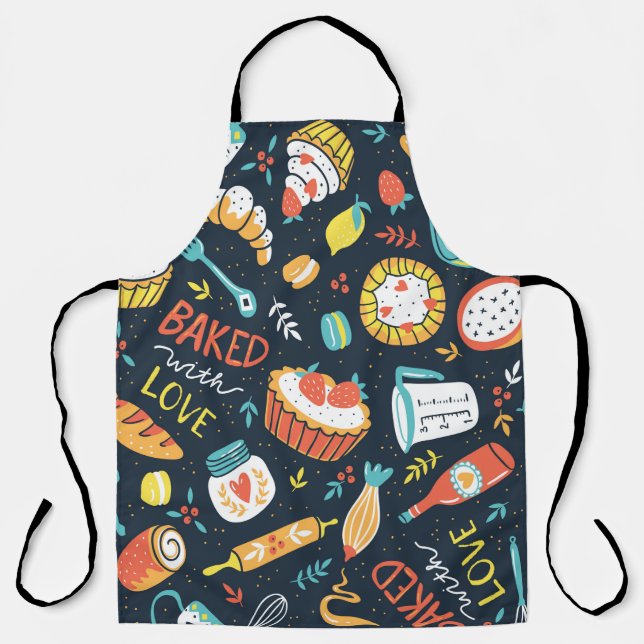Tablier Motif sans soudure rétro boulangerie avec points e (Recto)