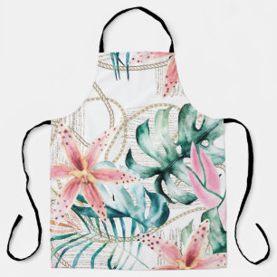 Tablier Motif sans soudure tropicale avec feuilles d'orchi
