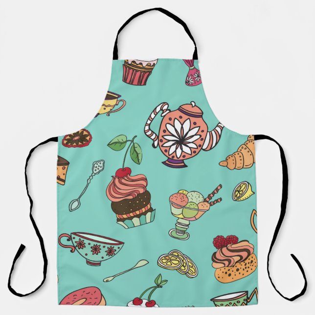 Tablier motif sans soudure vintage avec gâteaux (Recto)