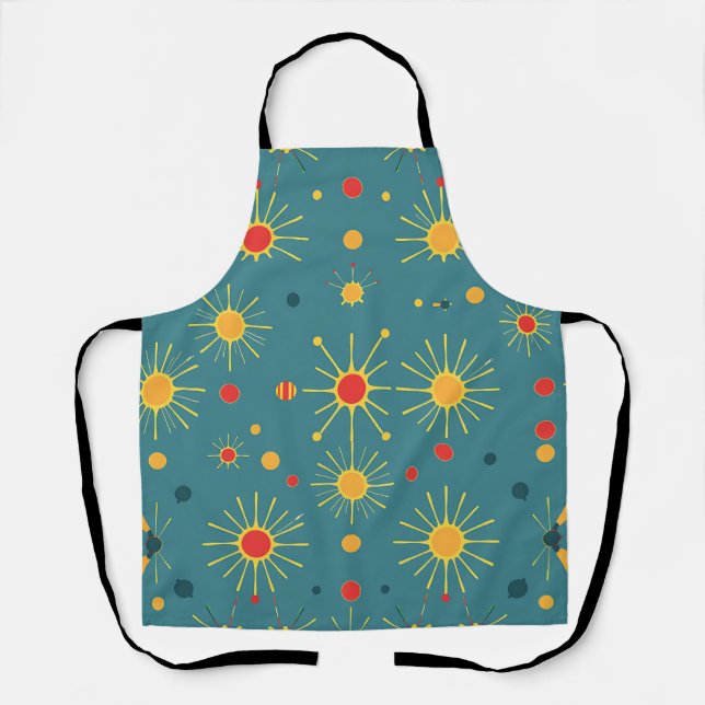 Tablier Motif sarcelle éclat atomique vintage (Recto)
