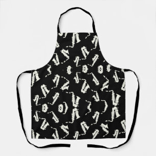 Tablier Motif saxophone jazz noir et blanc
