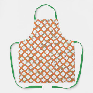 Tablier Motif Shamrock irlandais blanc sur Orange