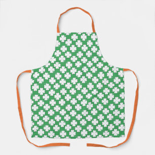 Tablier Motif Shamrock irlandais blanc sur vert clair