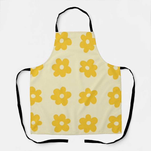 Tablier Motif simple à fleurs rétro jaune tropicale (Recto)