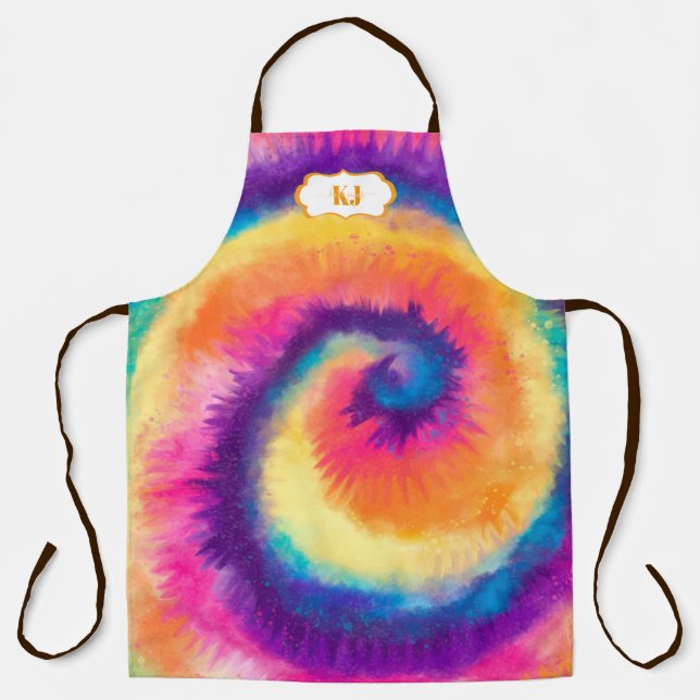 Tablier Motif Tie-Dye Coloré | Monogramme (Recto)