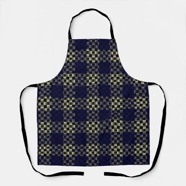 Tablier Motif Tissé Bleu Jaune (Recto)