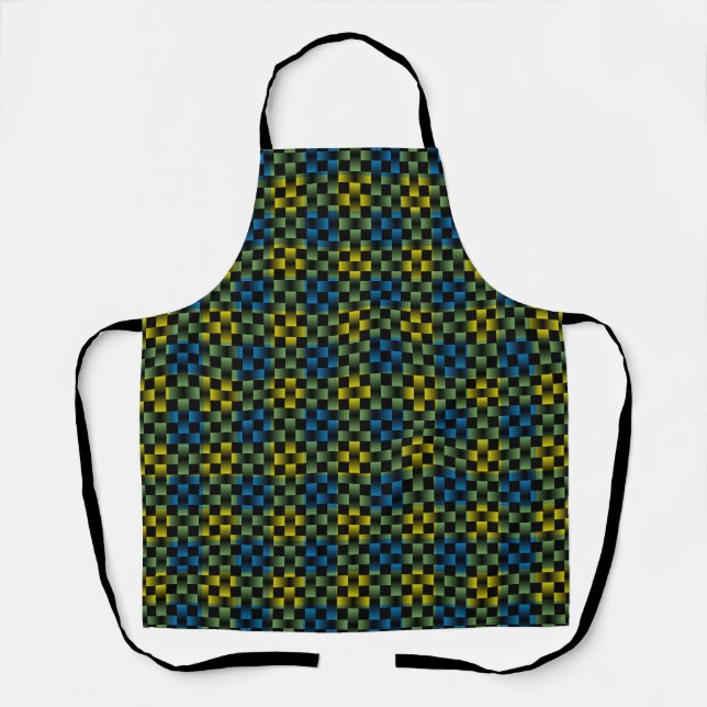 Tablier Motif Tissé Bleu Jaune (Recto)
