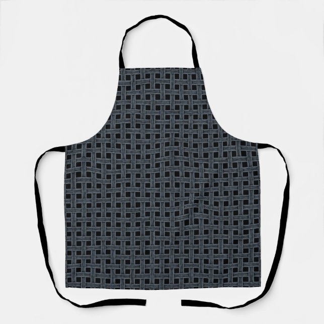 Tablier Motif Tissé Noir Bleu (Recto)
