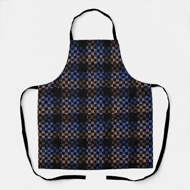 Tablier Motif Tissé Noir Bleu (Recto)