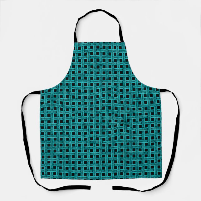 Tablier Motif Tissé Noir et Sarcelle (Recto)