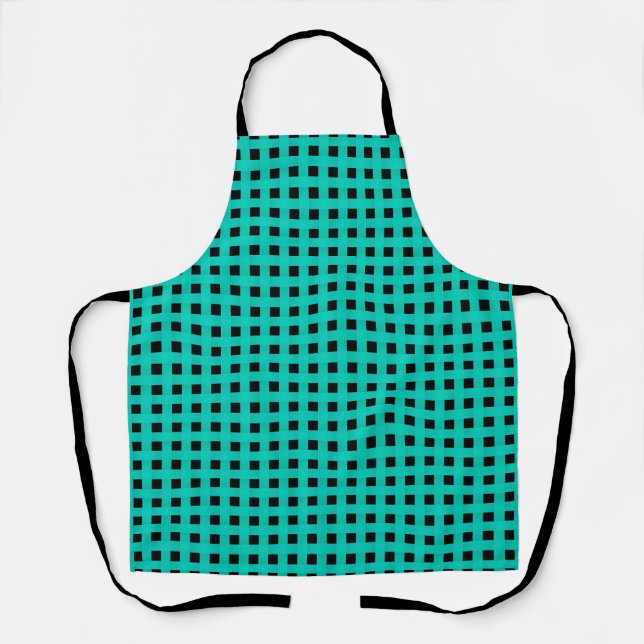 Tablier Motif Tissé Noir Sarcelle (Recto)