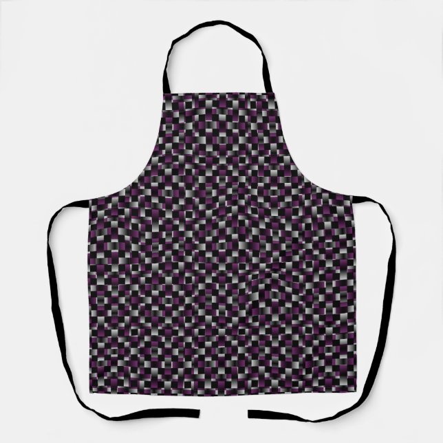 Tablier Motif Tissé Noir Violet (Recto)