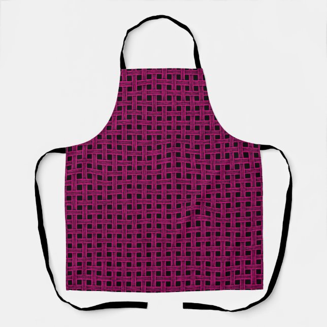 Tablier Motif Tissé Rose Noir (Recto)