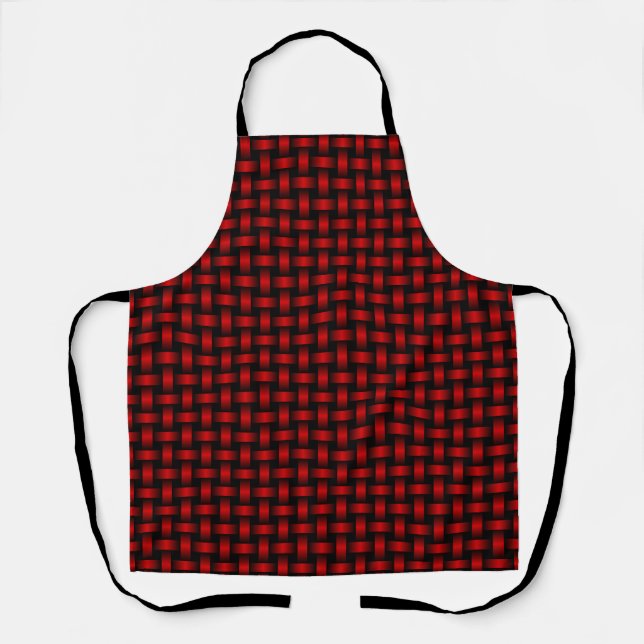 Tablier Motif Tissé Rouge Noir (Recto)