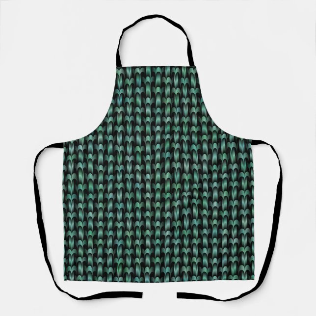 Tablier Motif Tissé Vert Bleu (Recto)