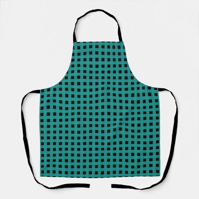 Tablier Motif Tissé Vert Mer Noir (Recto)