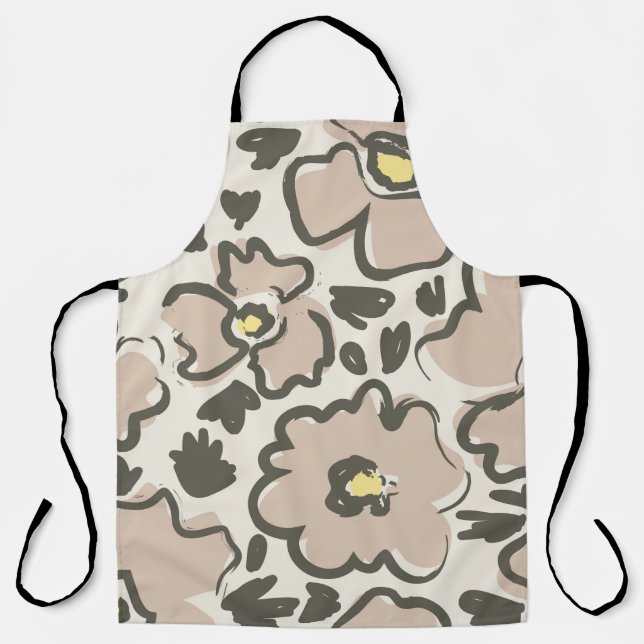 Tablier motif transparent avec fleurs dessinées à la main (Recto)