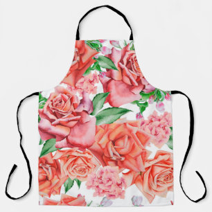 Tablier Motif transparent et lumineux avec fleurs. Rose. E