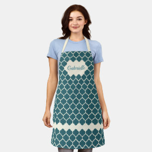 Tablier Motif Trellis bleu ivoire foncé Turquoise personn