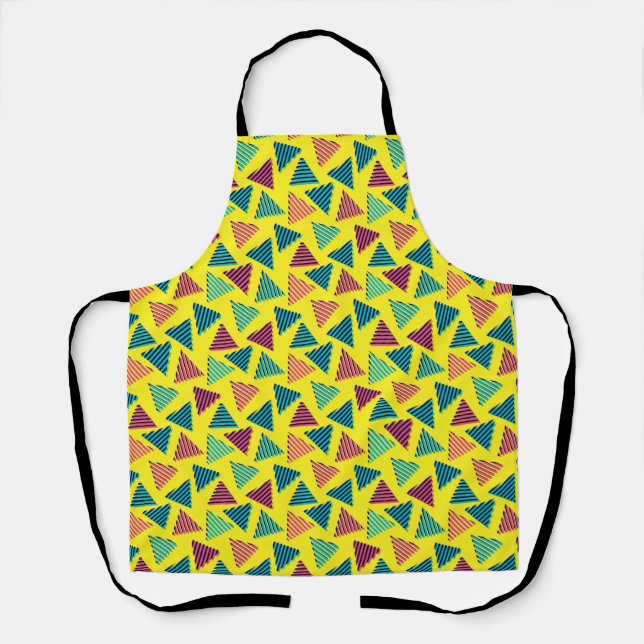 Tablier motif triangle jaune néon rétro des années 80/90 (Recto)