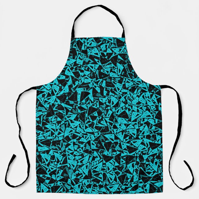 Tablier Motif Triangle Noir Sarcelle (Recto)