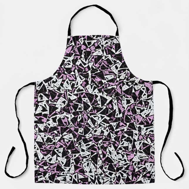 Tablier Motif Triangle Noir Violet (Recto)