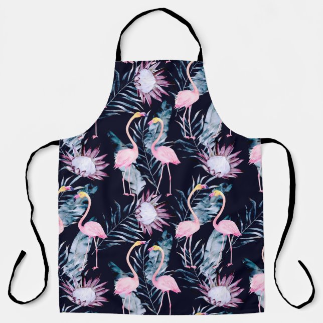 Tablier Motif tropical Abstrait avec flamant, protéa, l (Recto)