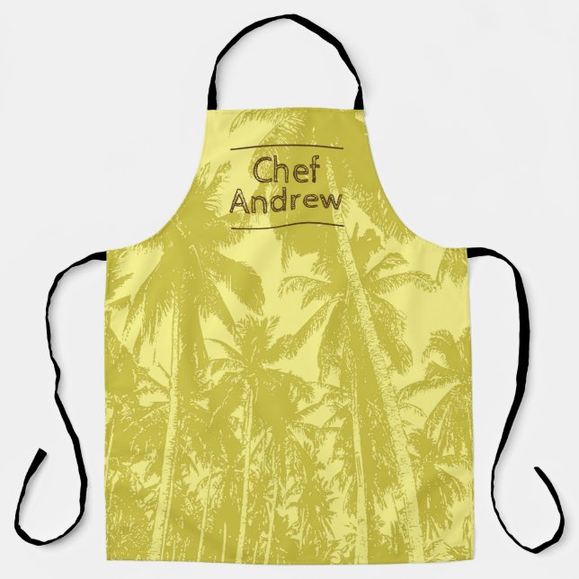 Tablier Motif tropical avec nom du chef Apron (Recto)